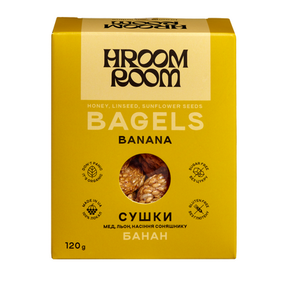 Сушки Банан HROOM ROOM Медові сушки - банан із насіння льону та фруктів 120 г HRDB003 фото